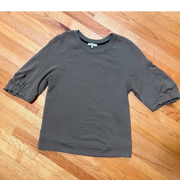 Current Air Tops - Current Air Women's Olive Green Crew Neck Gathered Sleeve soft Sweatshirt Medium